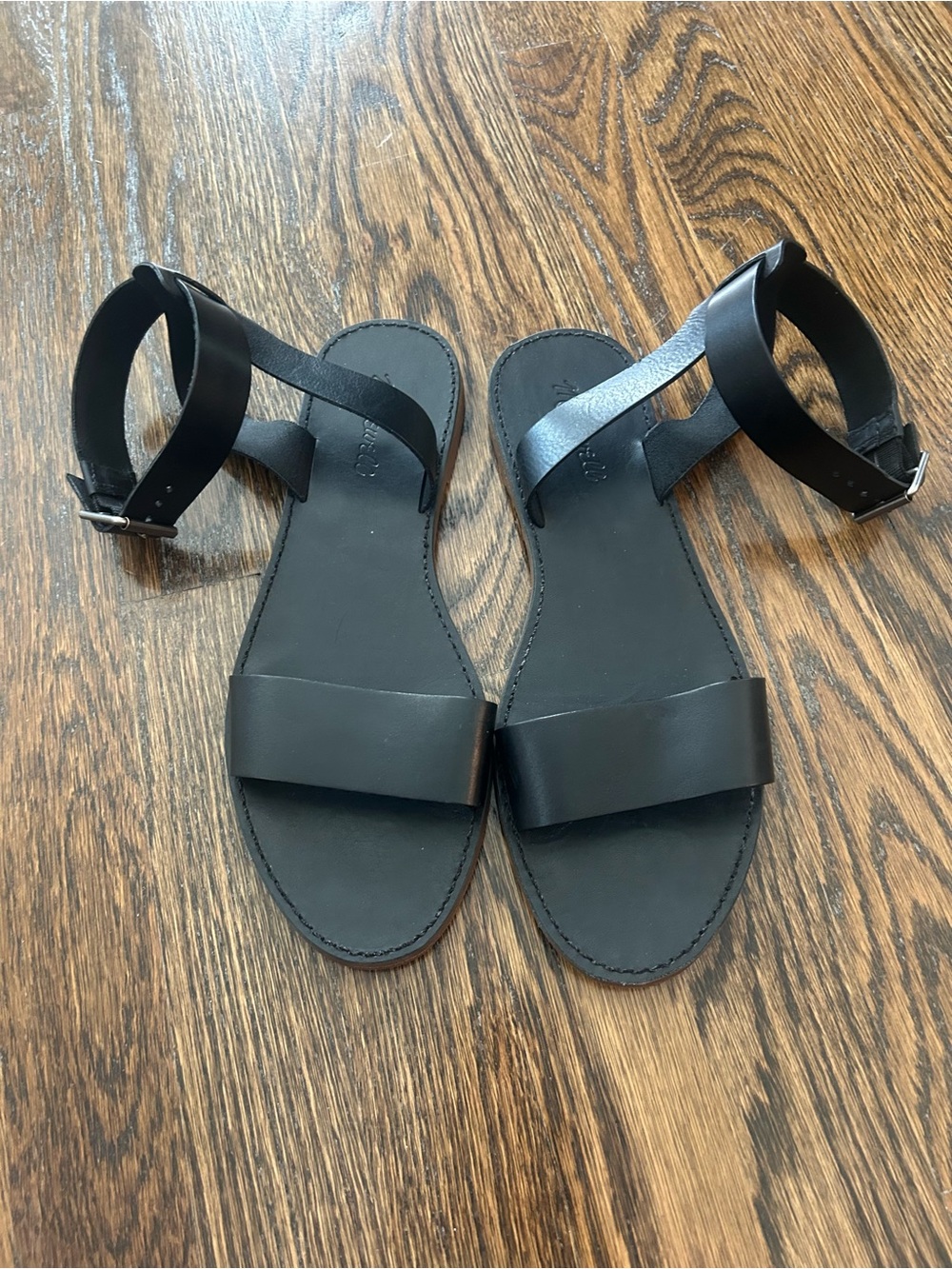 Madewell Black Leather Ankle-Strap Sandals